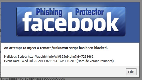 Facebook phishing protector