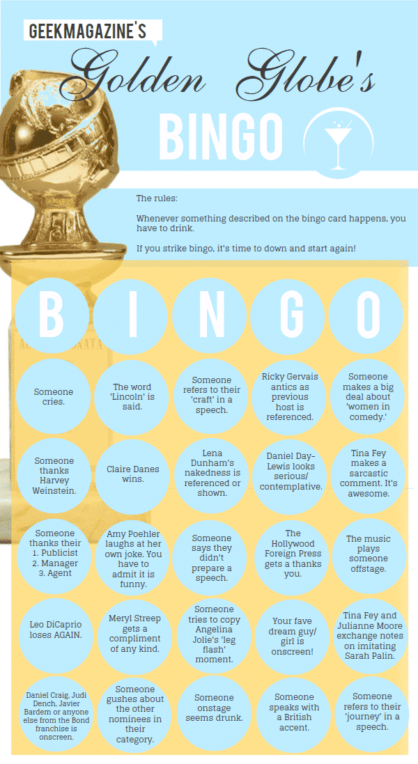 The golden globes: a preview and drinking game!