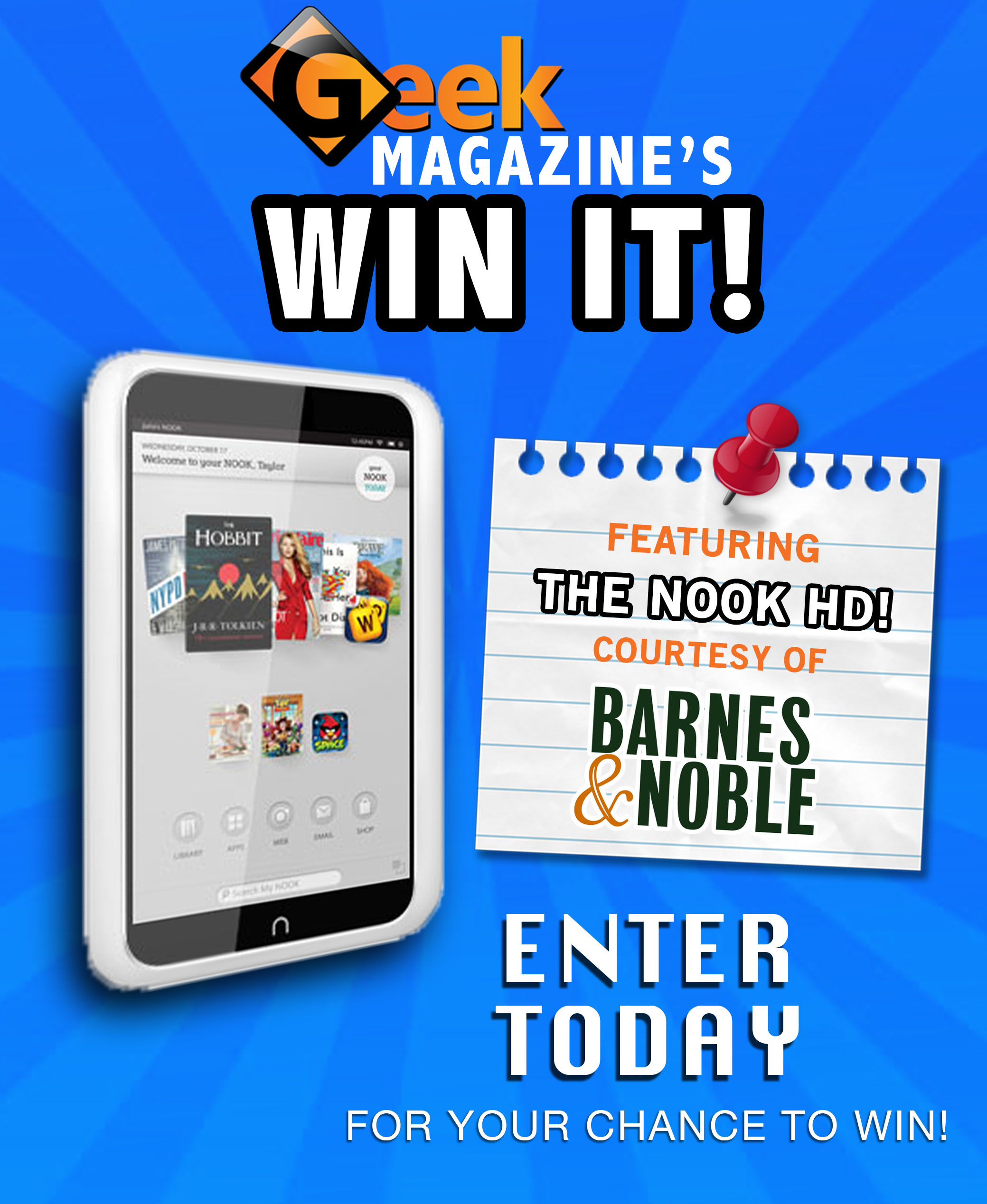Geek insider, geekinsider, geekinsider. Com,, win it! Barnes & noble nook hd giveaway! , contests