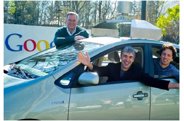 Google's driverless toyota prius with sergey brin