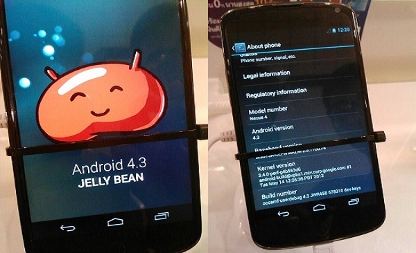 Nexus 4 running android 4. 3 photos+video leak