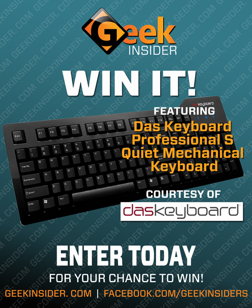 Geek insider, geekinsider, geekinsider. Com,, win it! Das keyboard professional s quiet mechanical keyboard - giveaway, contests