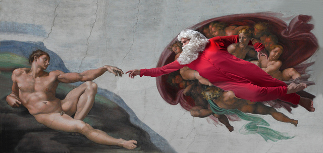 Santa inserted in iconic works of art, hilarity ensues