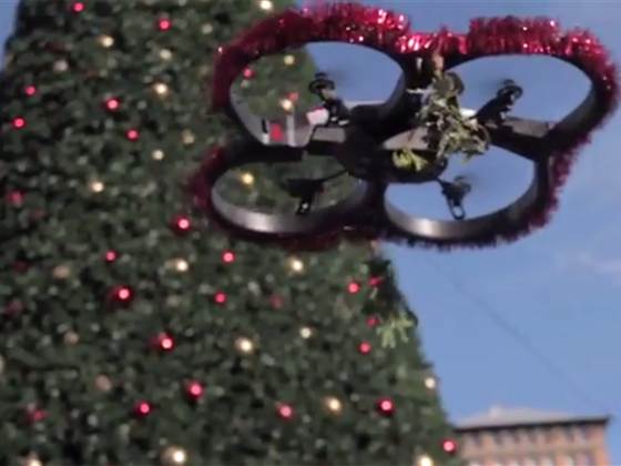 Mistletoe drone and the romantic magic of christmas