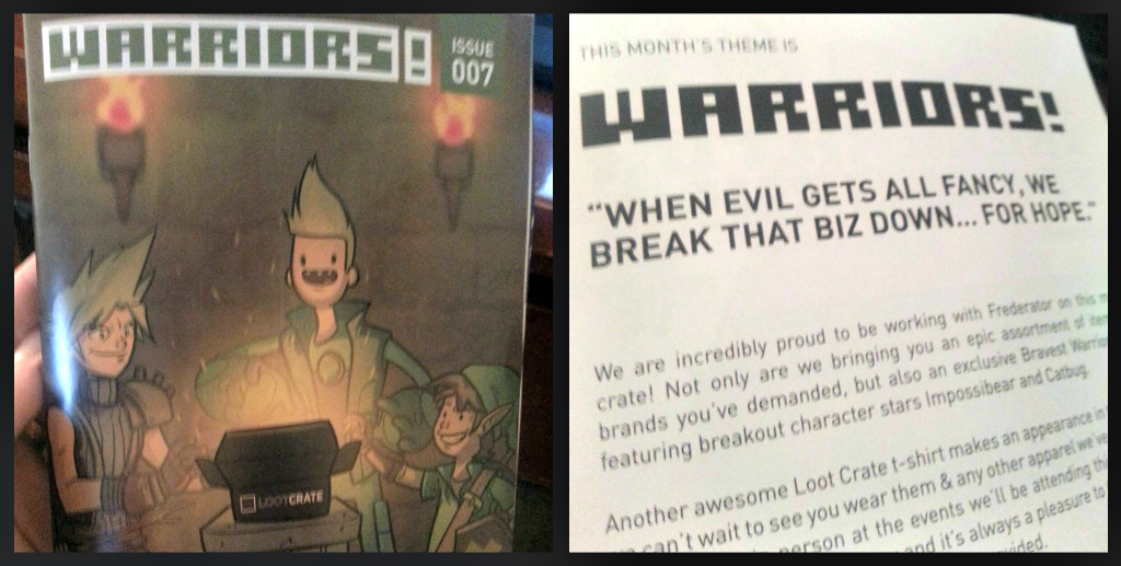 Loot crate february 2014 warriors! Mini-mag