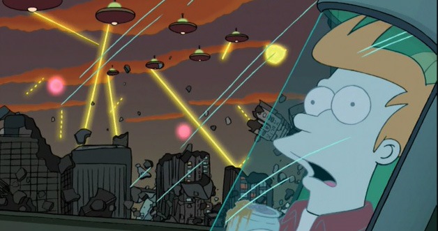 Futurama-season-1-1-space-pilot-3000-fry-frozen-ufos-destroy-earth