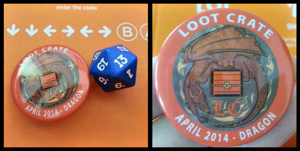 Loot crate april 2014 dragon pin and polyhedral die