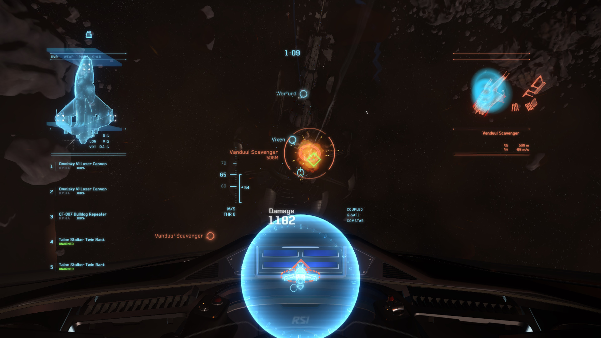 Missile connecting with vanduul craft.