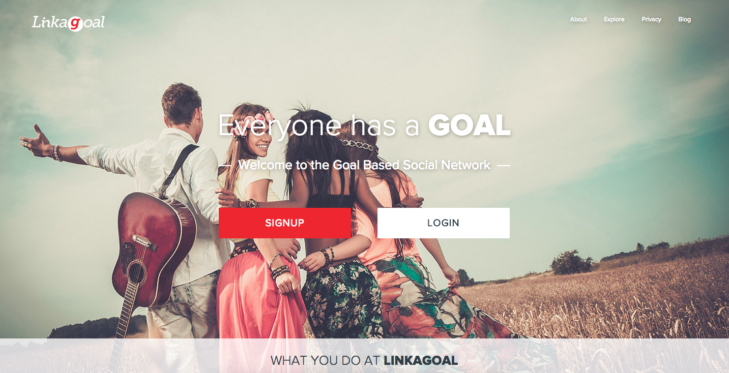 Linkagoal: a goal achieving social network