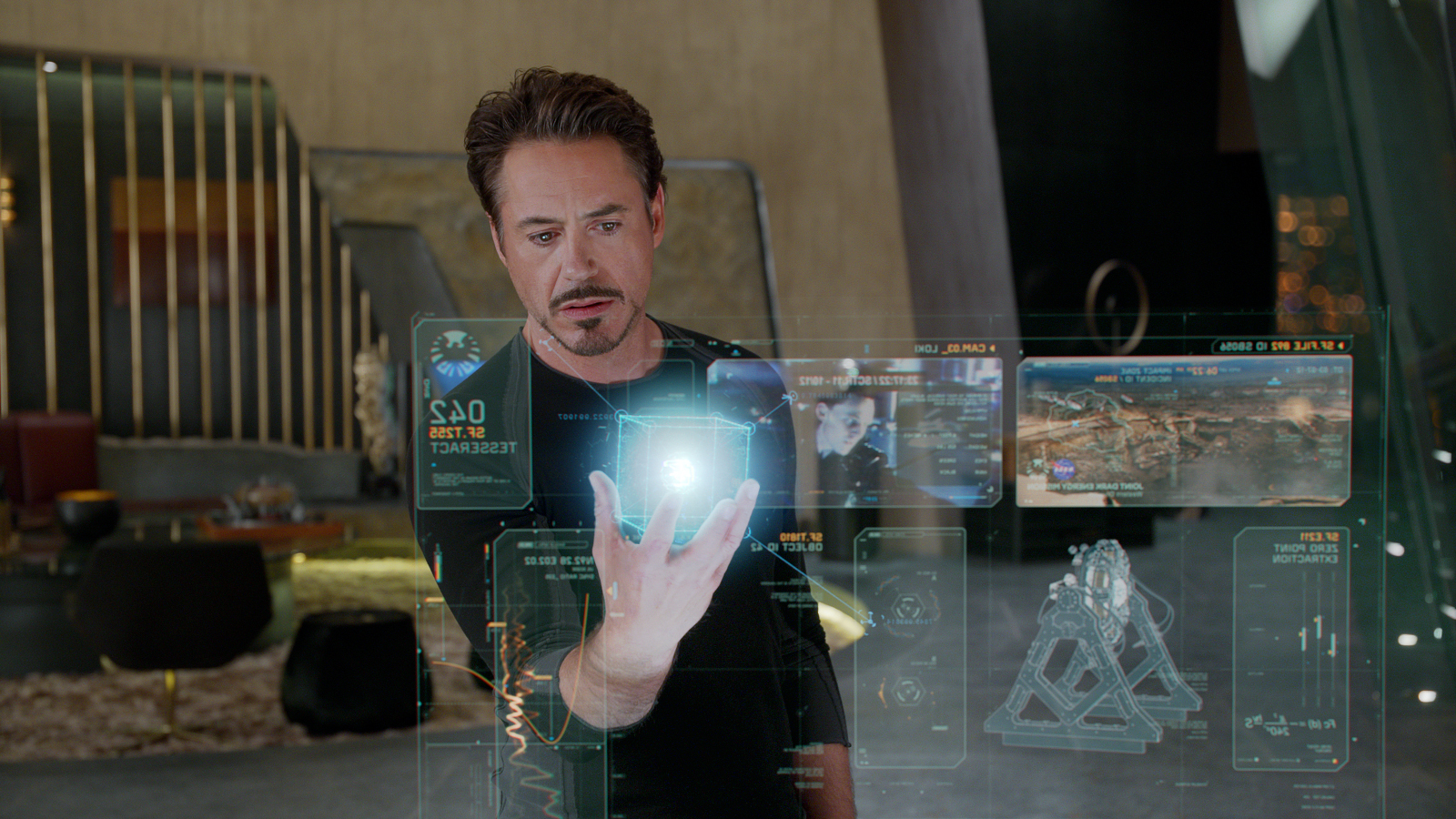 Iron man, robert downey jr, holographic computer, screenless display technology