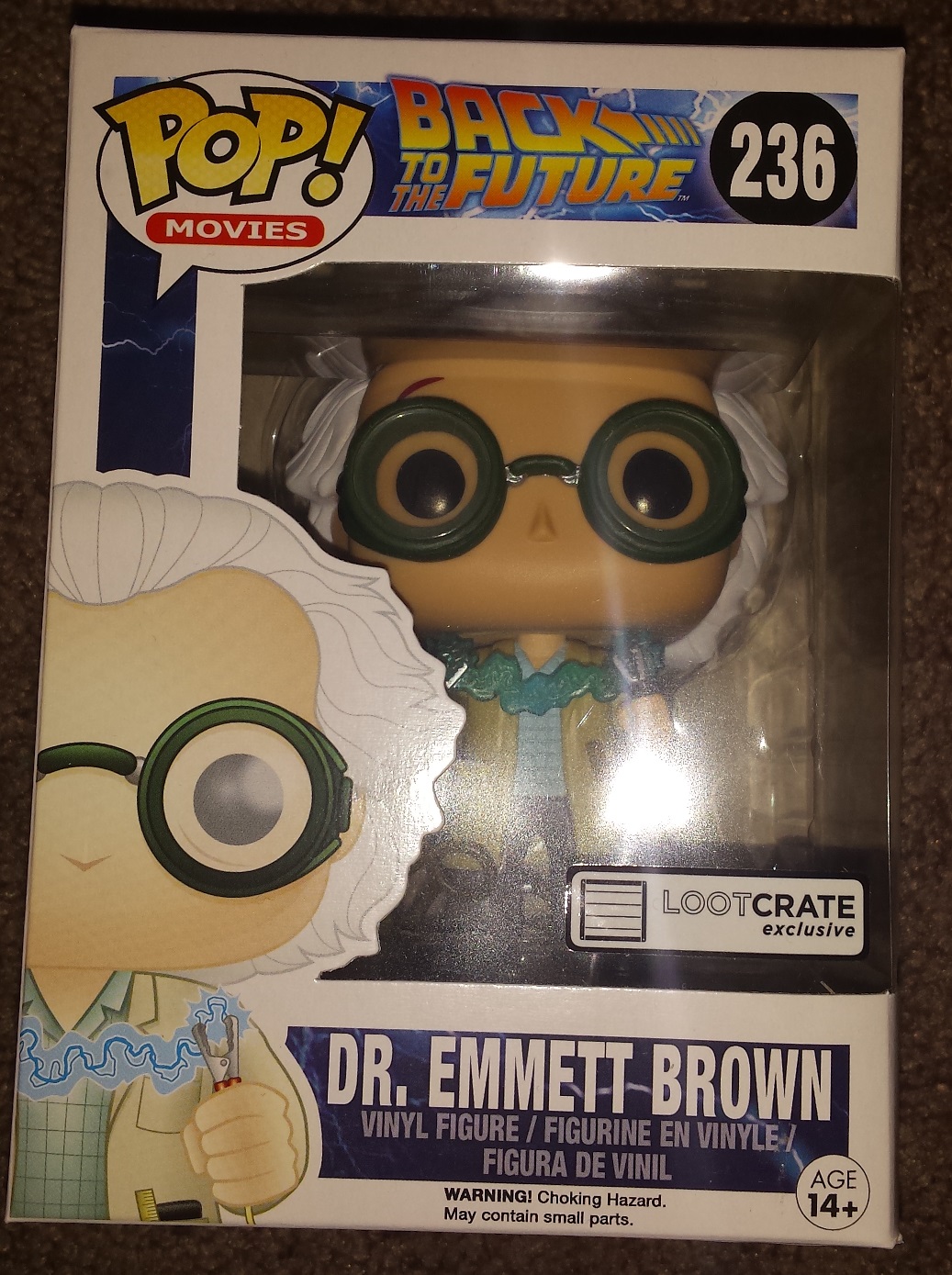Loot crate exclusive, dr. Emmett brown, funko pop, back to the future, october 2015 loot crate unboxing