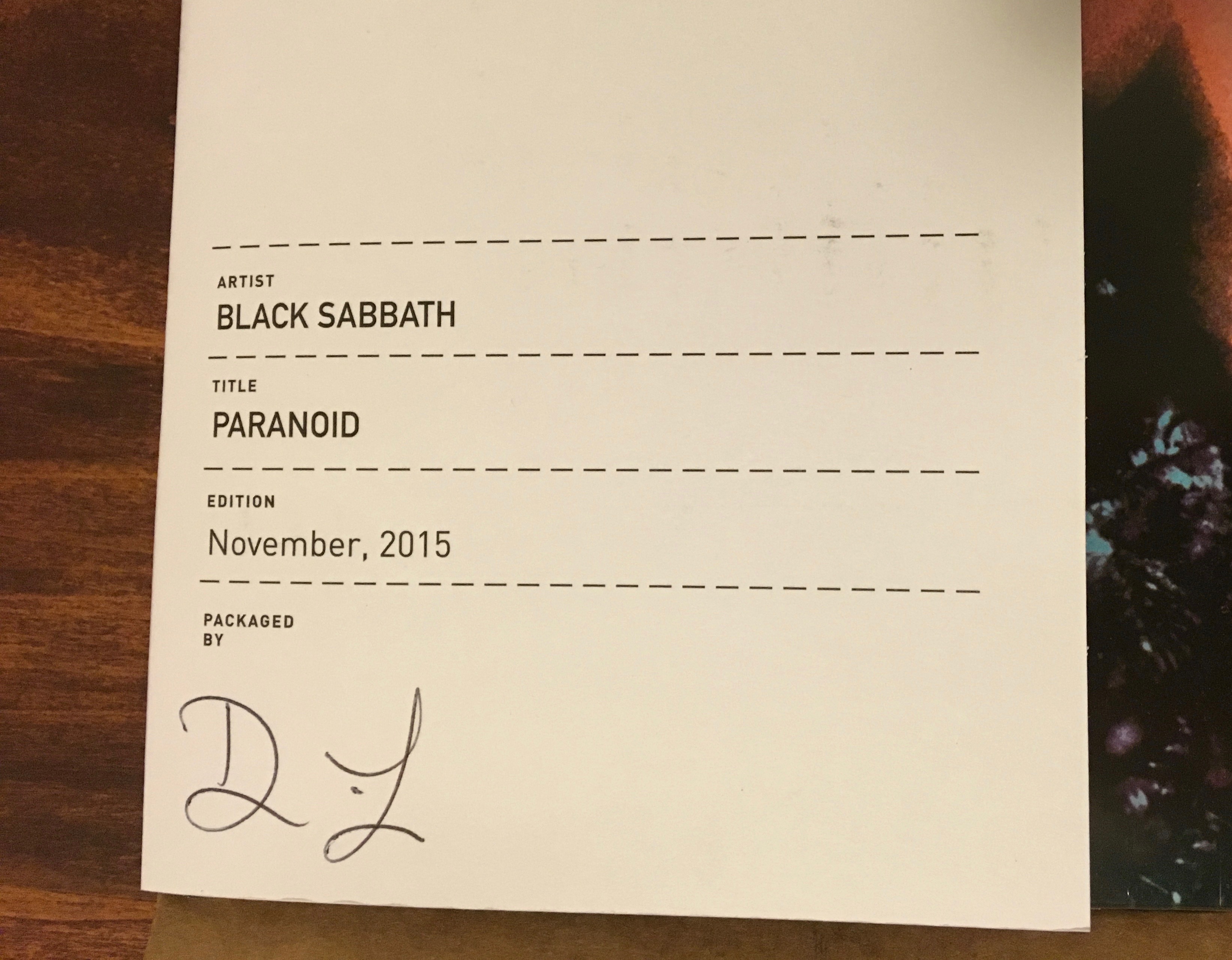 Black sabbath, paranoid, exclusive packaging, vinyl me, please