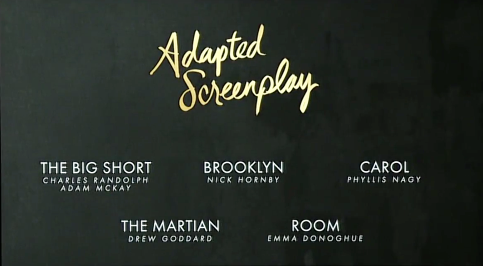 Adapted screenplay, oscars 2016