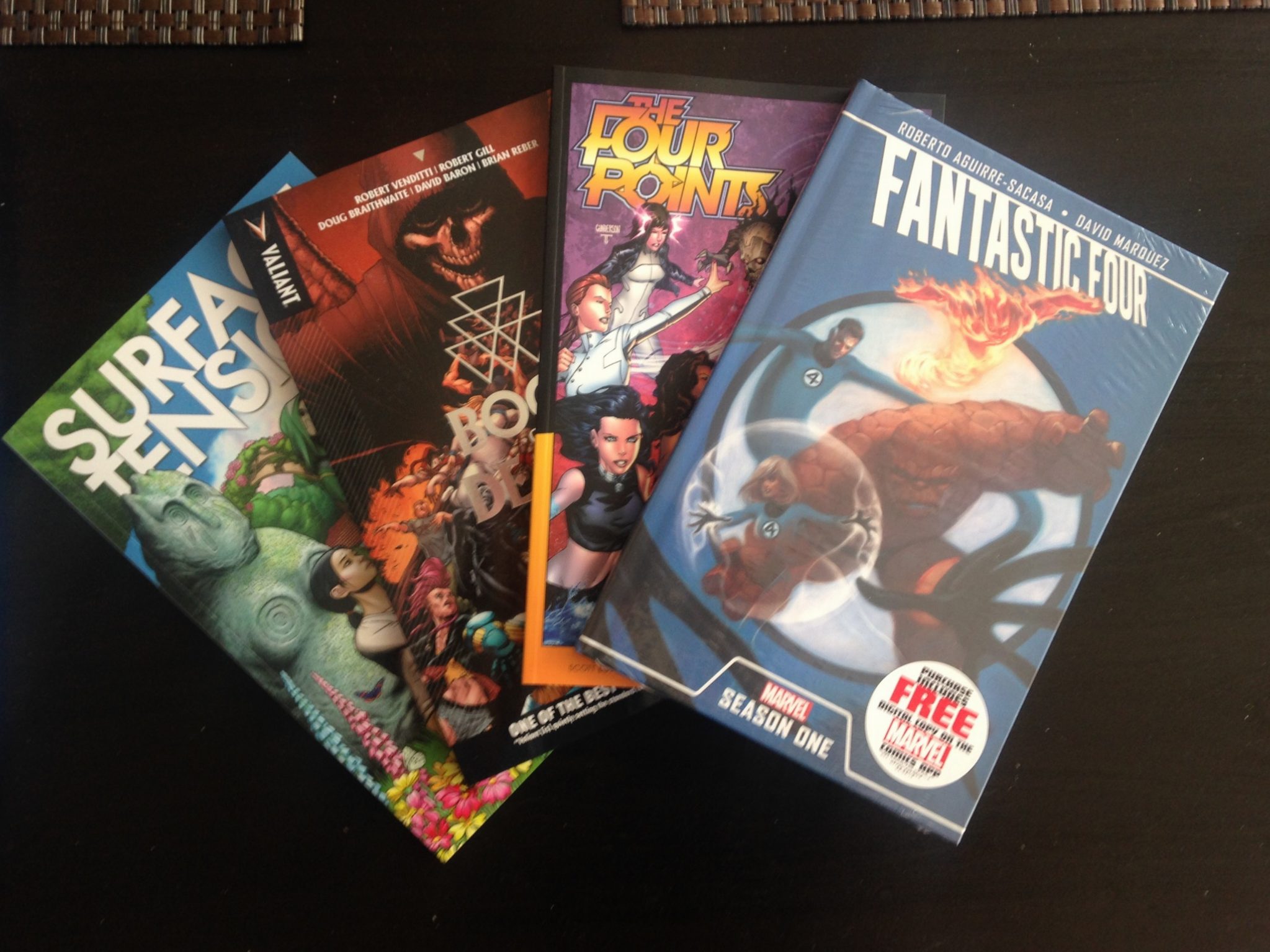 Comic bento, surface tension, the four points, fantastic four s1, book of death