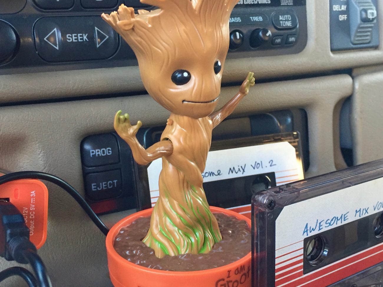 Charge up and get down with this groot usb charger from thinkgeek