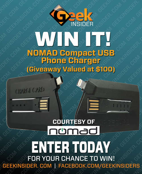 Win it! Nomad charge card compact usb phone charger – giveaway