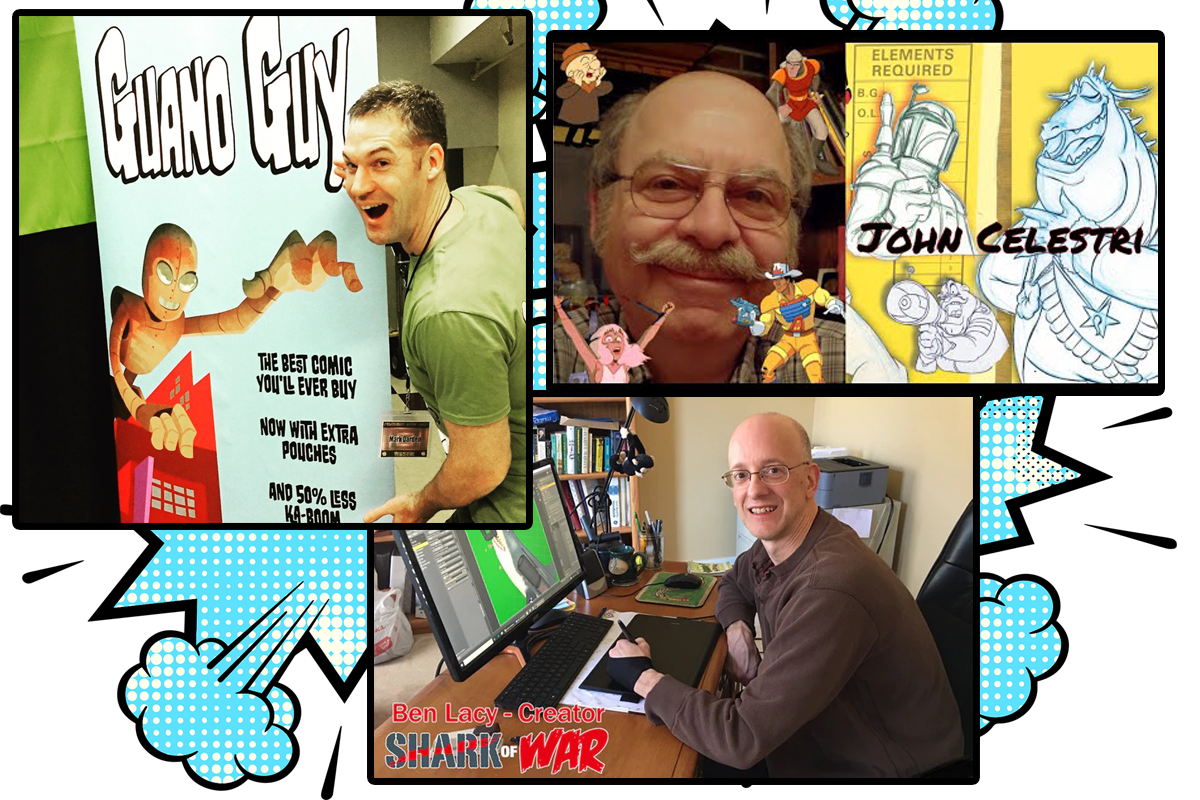 Mark darden, john celestri, ben lacy, guano guy, terraform comics, john the animator, shark of war, snuffy and zoey, comic books, comics