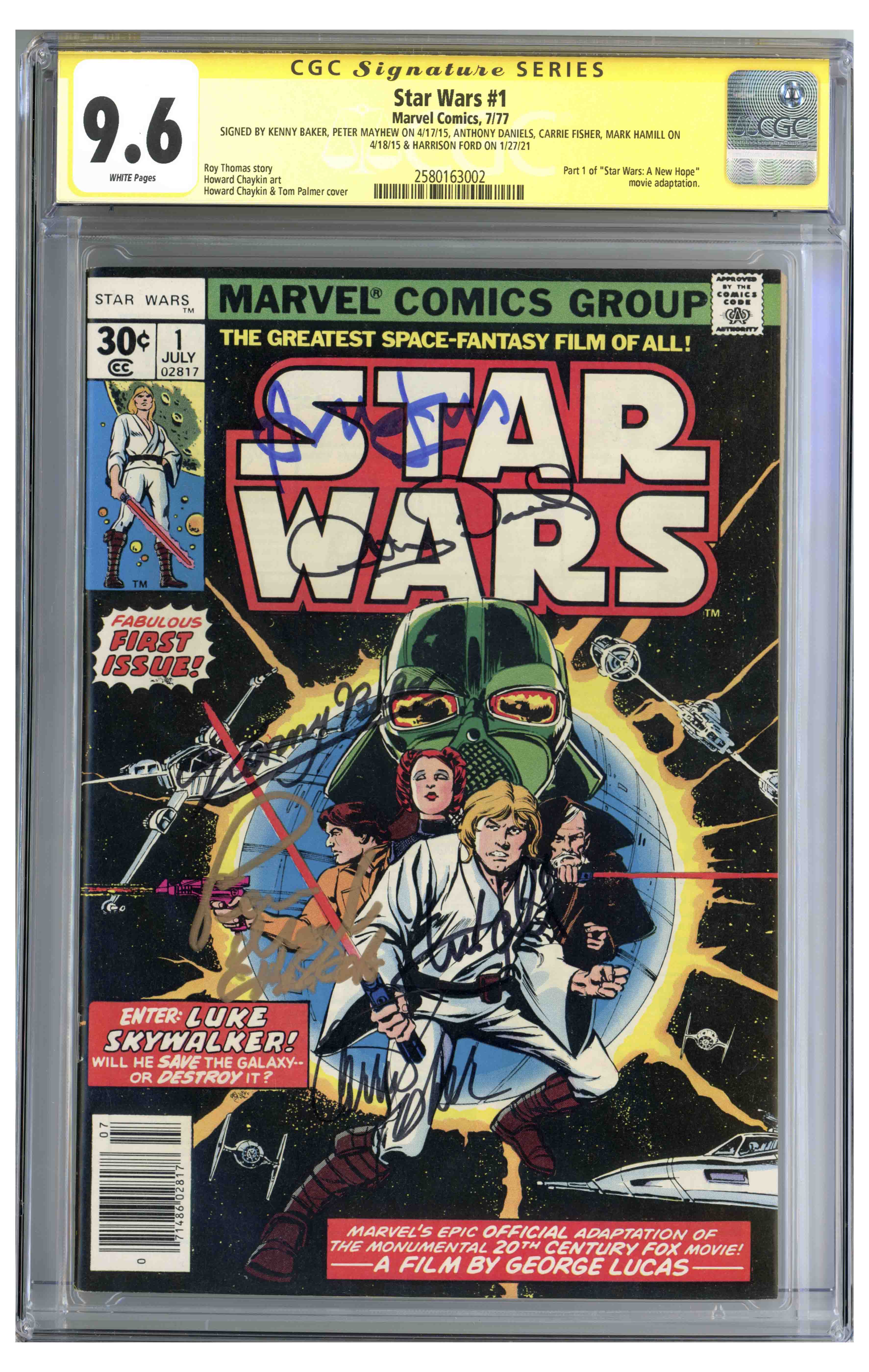 ”star wars #1” comic book signed by mark hamill, carrie fisher, harrison ford to be auctioned